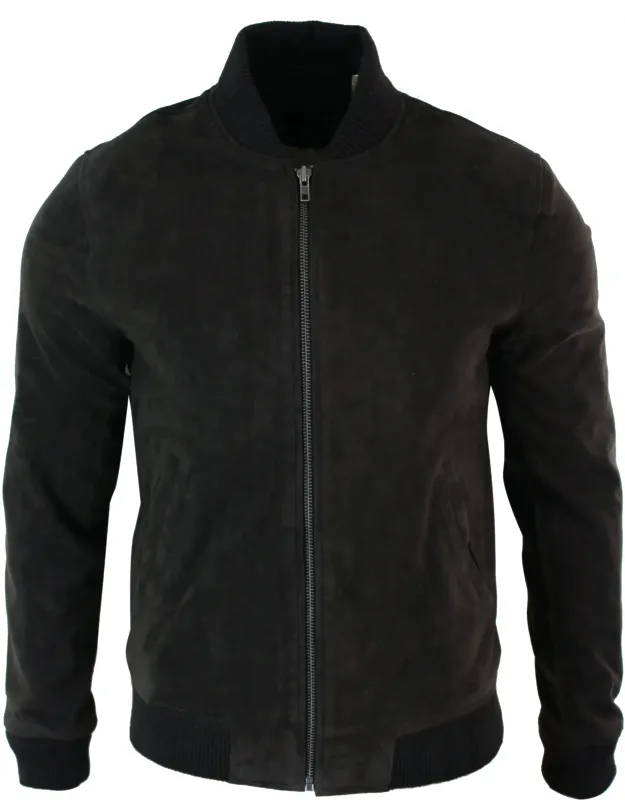 Suede Leather Bomber Jacket