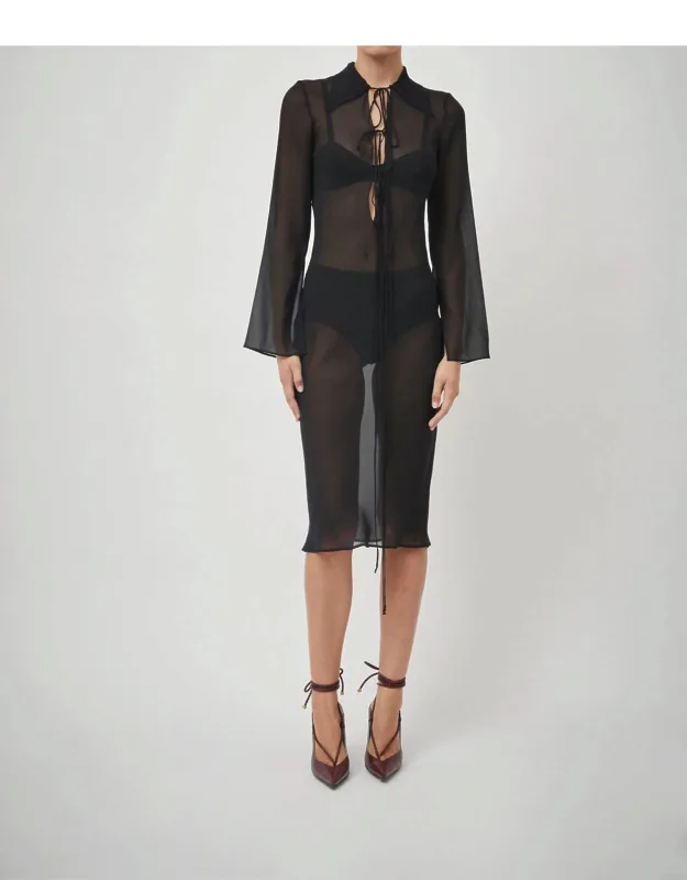 Silk Georgette Tie Blouse Dress