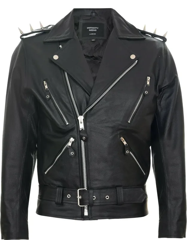 Brando "ghostrider" Spiked Leather Biker Jacket