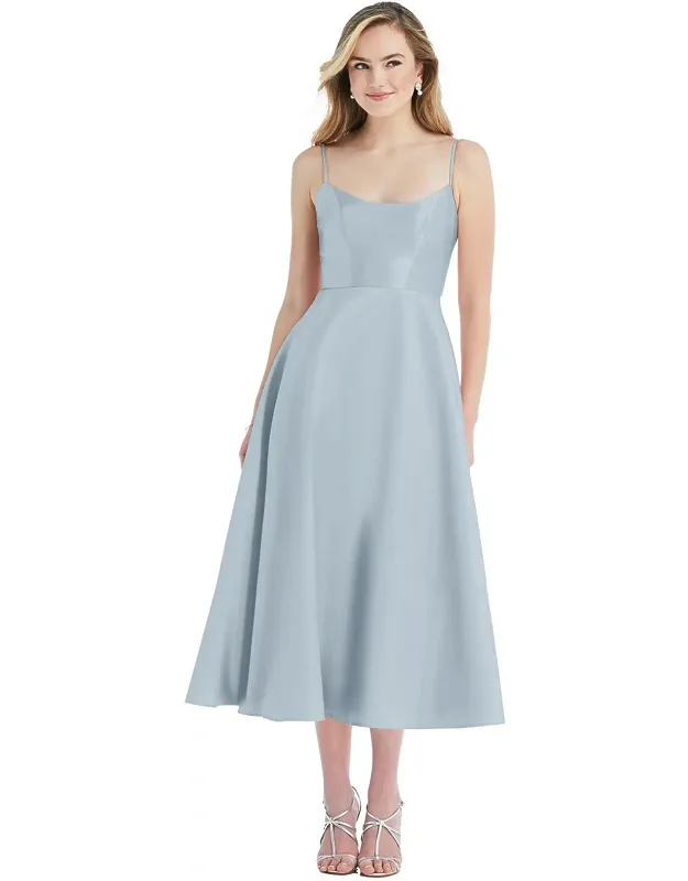 Spaghetti Strap Full Skirt Midi Dress