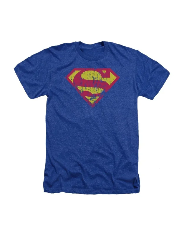 Superman Classic Logo Distressed Heather Tee / T-shirt, Stylish For Everyday Wear