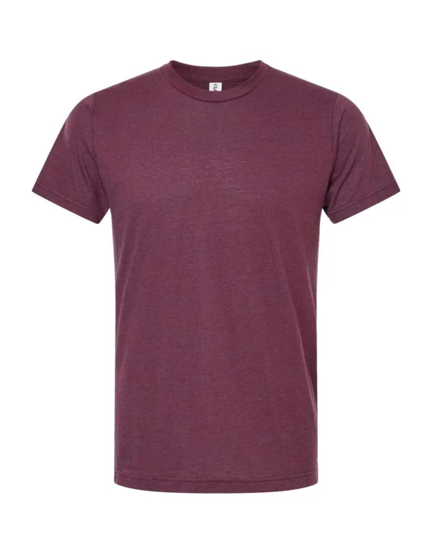Tri-blend T-shirt With Ribbed Collar And Double Needle Stitching
