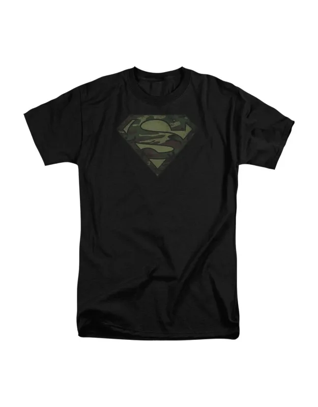 Superman Camo Logo Distressed Short Sleeve Tee