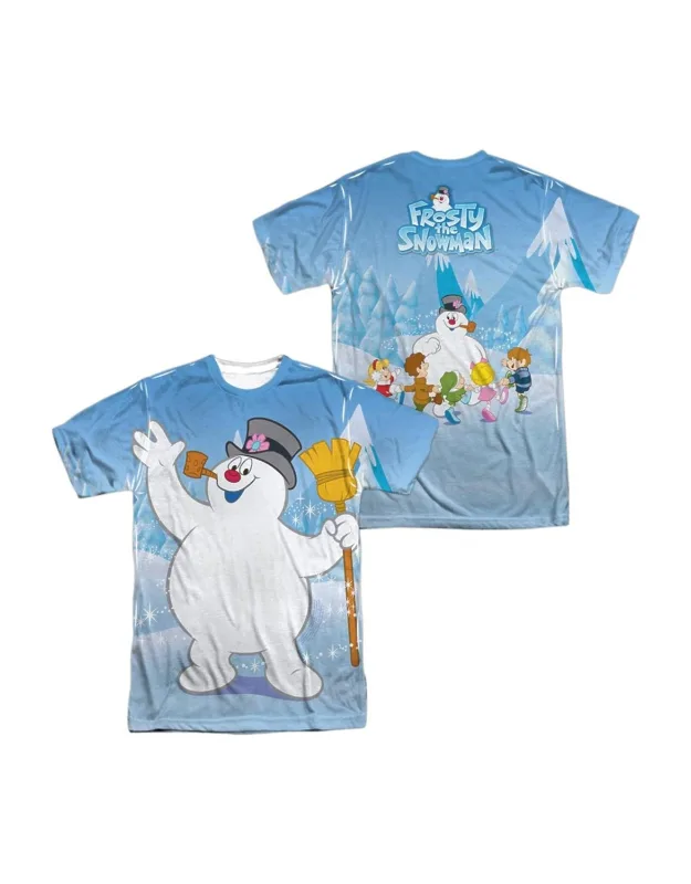 Frosty The Snowman Frosty Wave (front/back Print) Short Sleeve Poly Crew Tee / T-shirt