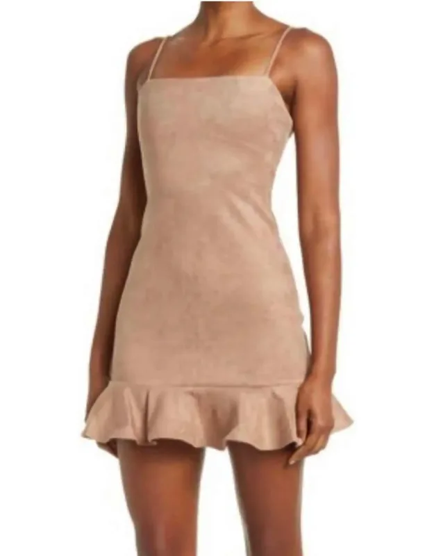 Ruffle Faux Suede Mini Dress