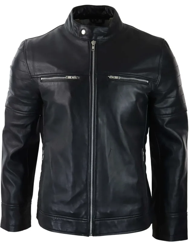 Leather Short Zipped Biker Jacket