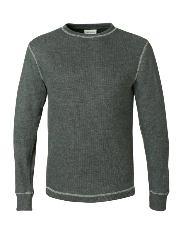 Vintage Thermal Long Sleeve T-shirt, 100% Cotton, Contoured Bottom Hem