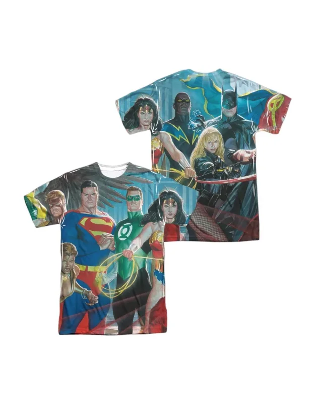 Justice League Of America League Of Heroes (front/back Print) Short Sleeve Tee - 100% Polyester, Stylish Design