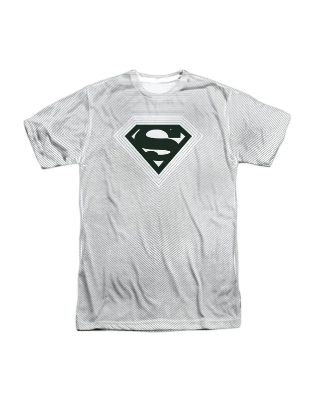 Superman Optical Stripes Short Sleeve Poly Crew Tee - Stylish For Everyday Wear, 100% Officially Licensed