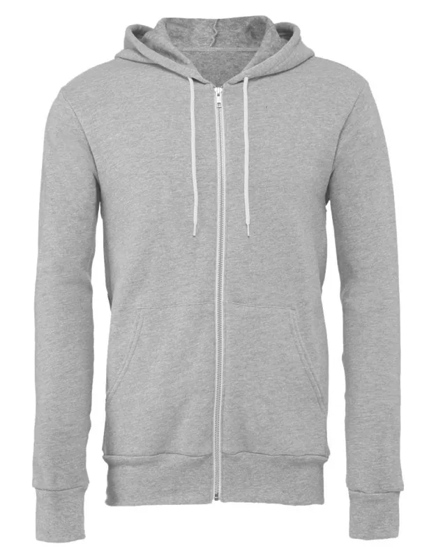 Sponge Fleece Full-zip Hoodie With Ribbed Cuffs And Split-pouch Pocket