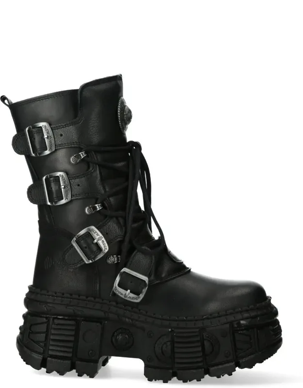 Mid-calf Leather Goth Boots