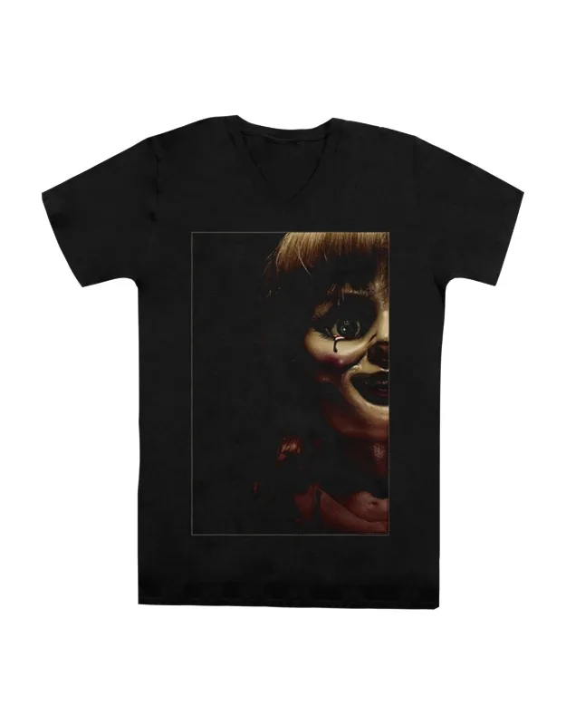 Annabelle Doll Tear Short Sleeve V Neck Premium Cotton Tee