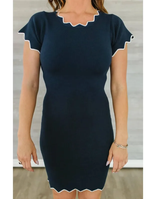 Zig-zag Neck Knit Dress