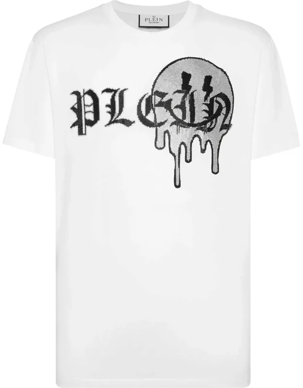 T-shirt With Round Neck And Smile Stones