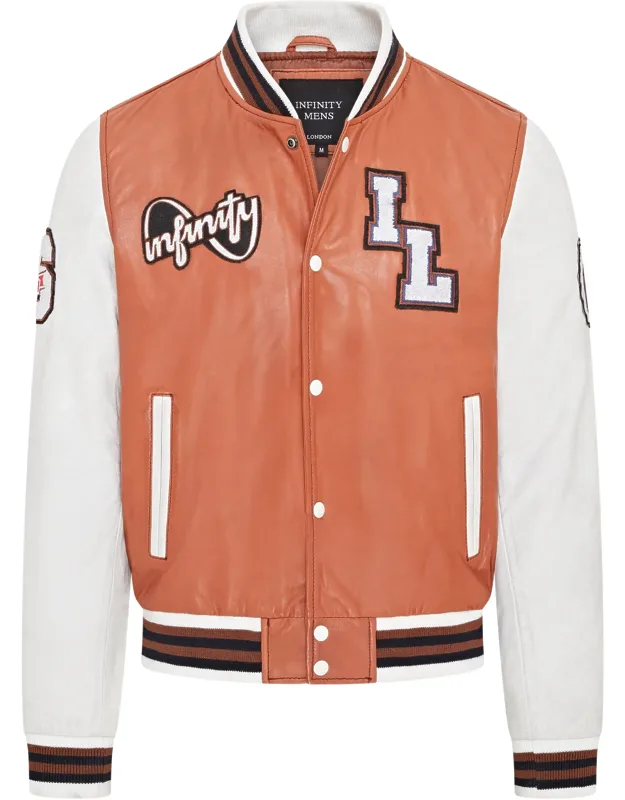 Baseball Leather Letterman Bomber Jacket
