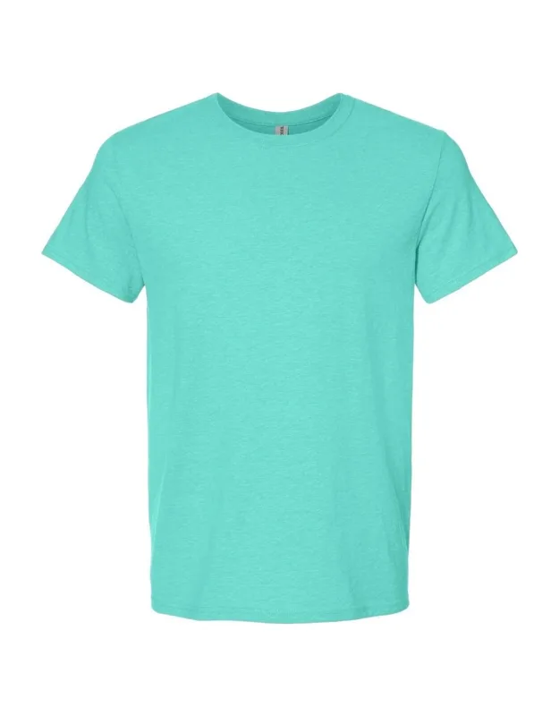 Premium Blend Crewneck T-shirt With Moisture Management And Double-needle Hemmed Sleeves