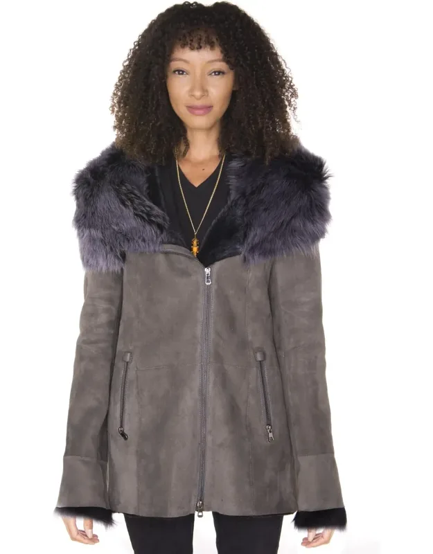 Suede Hooded Merino Sheepskin Coat-romsey