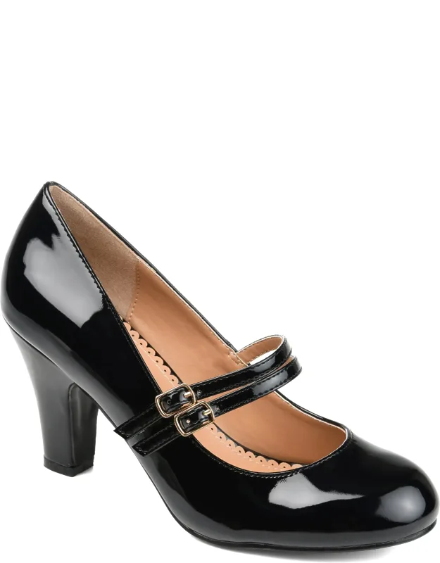 Journee Windy Pumps With Block Heel And Double Strap Design