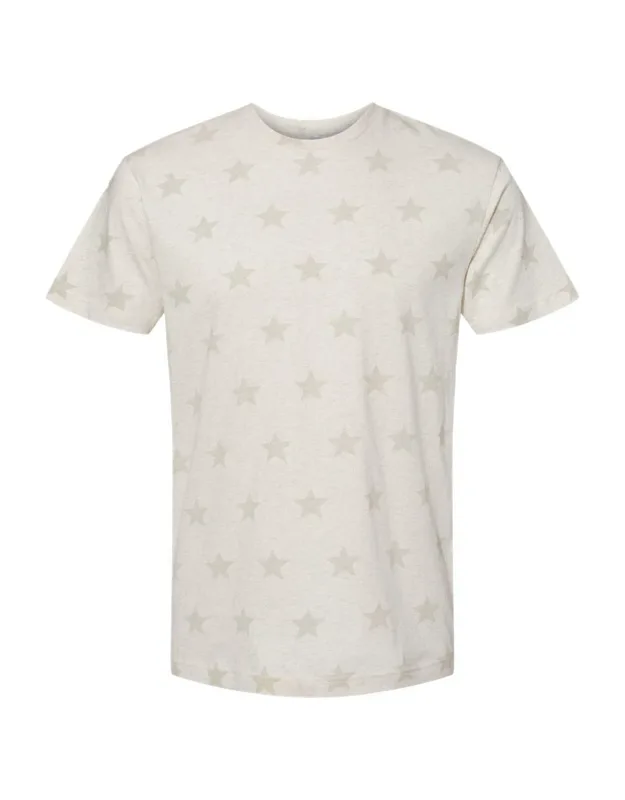 Code Five Star Print Tee - Vintage Fine Jersey, Ribbed Collar