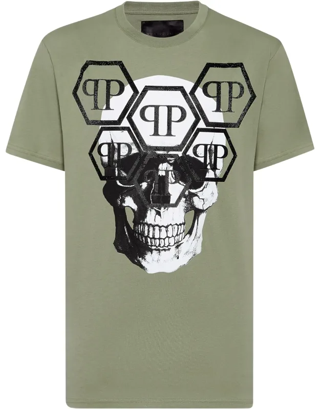 T-shirt With Round Neck And Skull Design