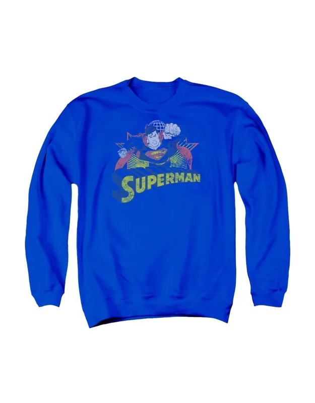 Justice League Of America Superman Rough Distress Crewneck Sweatshirt