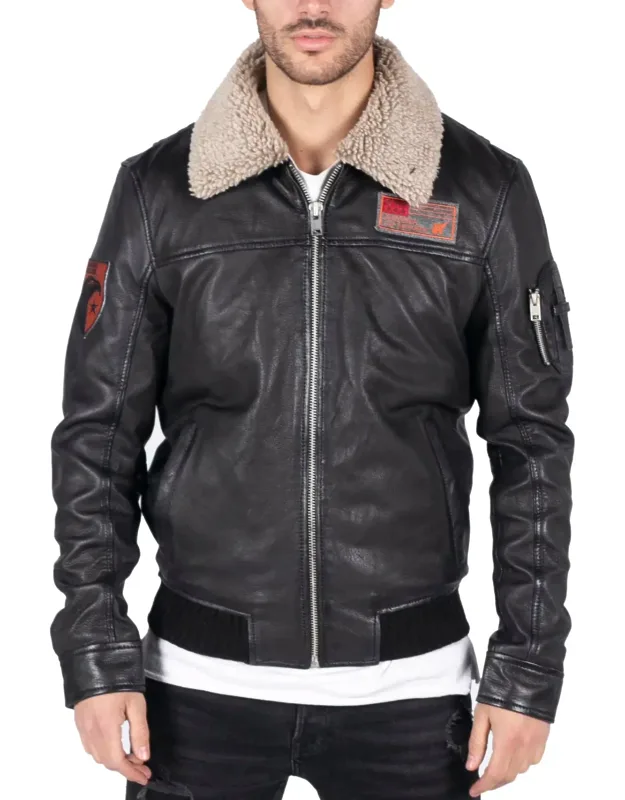 Leather Pilot Bomber Jacket