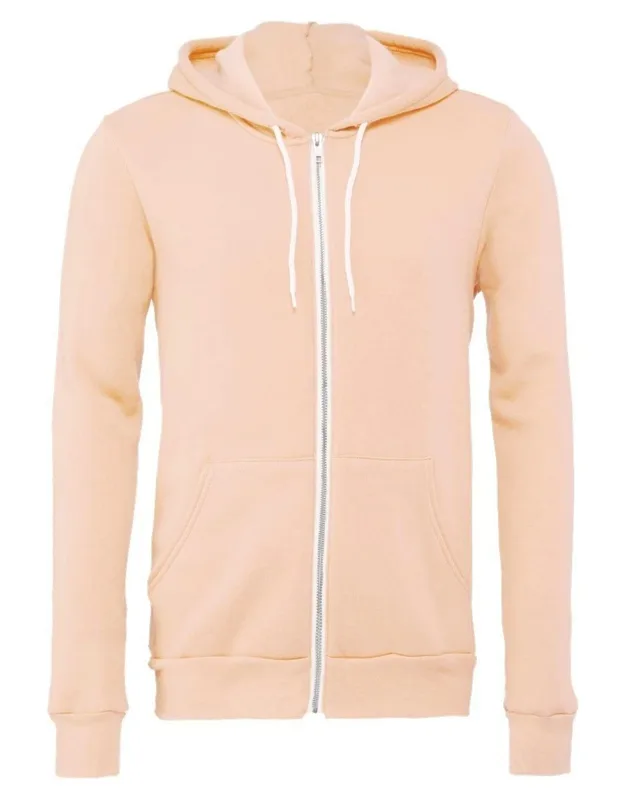 Sponge Fleece Full-zip Hoodie With Ribbed Cuffs And Split-pouch Pocket