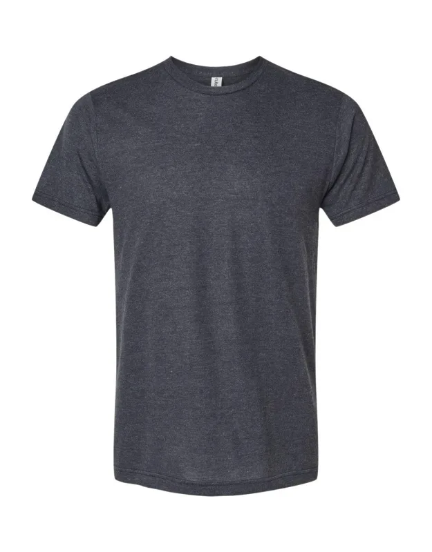 Tri-blend T-shirt With Ribbed Collar And Double Needle Stitching