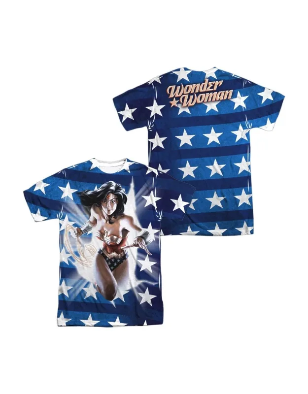 Justice League Of America Ripped Flag Short Sleeve Poly Crew Tee