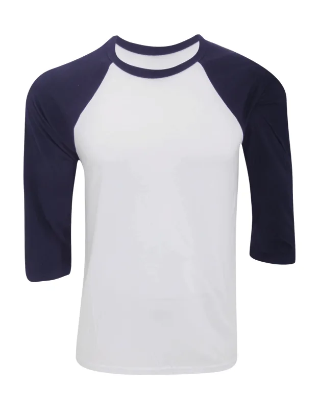 Canvas 3/4 Sleeve Baseball T-shirt With Crew Neck And Triblend Fabrication
