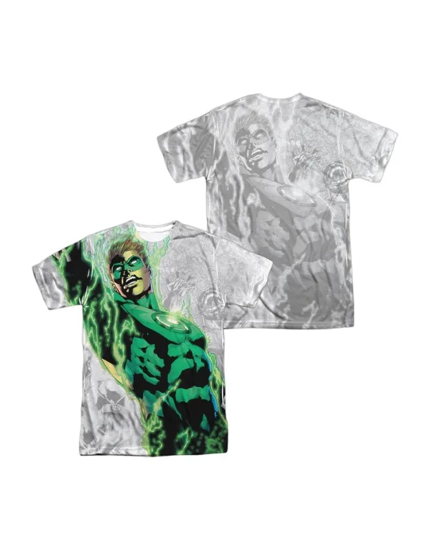 Green Lantern Light Em Up (front/back Print) Short Sleeve Poly Crew Tee - 100% Polyester, Stylish For Everyday Wear