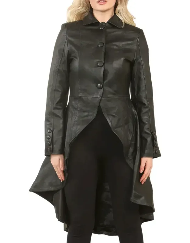 Gothic Full Length Victorian Leather Coat