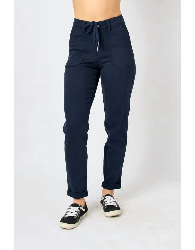 High Waist Garment Dyed Cuffed Joggers