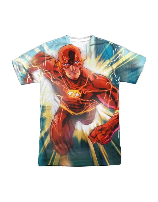 Justice League Of America Faster Than Lightning Short Sleeve Tee - 100% Polyester, Stylish Design