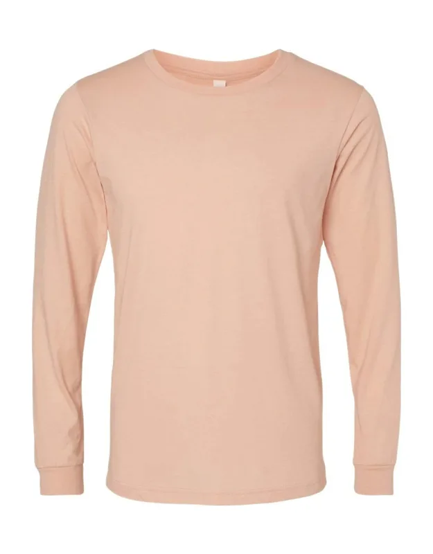 Heather Cvc Long Sleeve Tee, 4.2 Oz., 52/48 Airlume Combed And Ringspun Cotton/polyester, Retail Fit