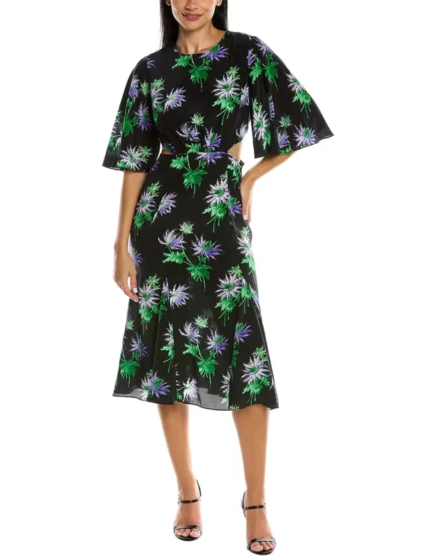 Flutter Sleeve Silk Wrap Dress