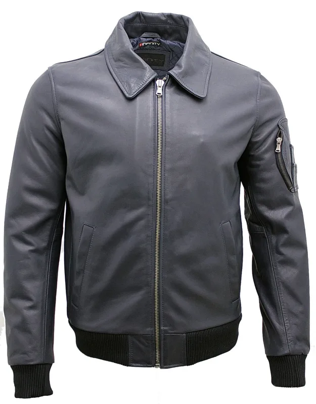 Bomber Jacket-oslo With Classic Shirt Style Collar And Tapered Look