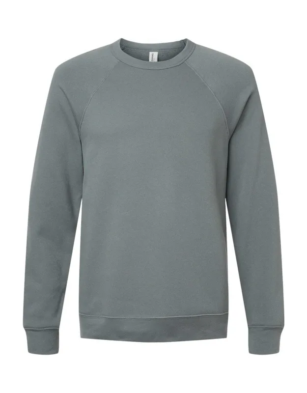 Sponge Fleece Raglan Crewneck Sweatshirt, Athletic Fit, Tear Away Label