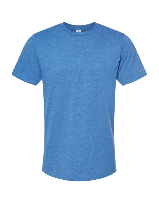 Premium Cotton Blend T-shirt With Ribbed Collar And Double-needle Hem