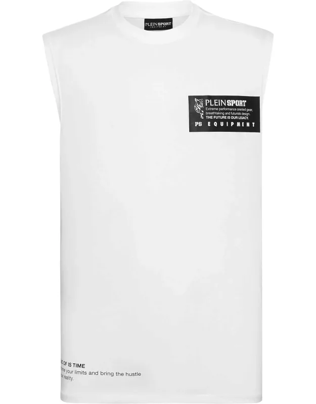 _sleeveless T-shirt With Maximum Comfort And Rib Knit Neckline_