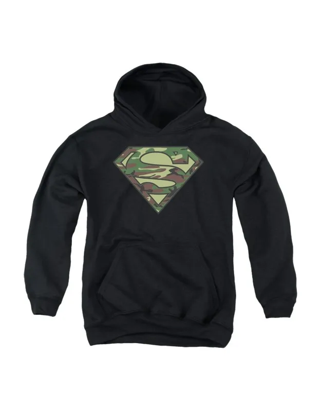 Superman Camo Logo Youth Pull Over Hoodie - Stylish And Easy