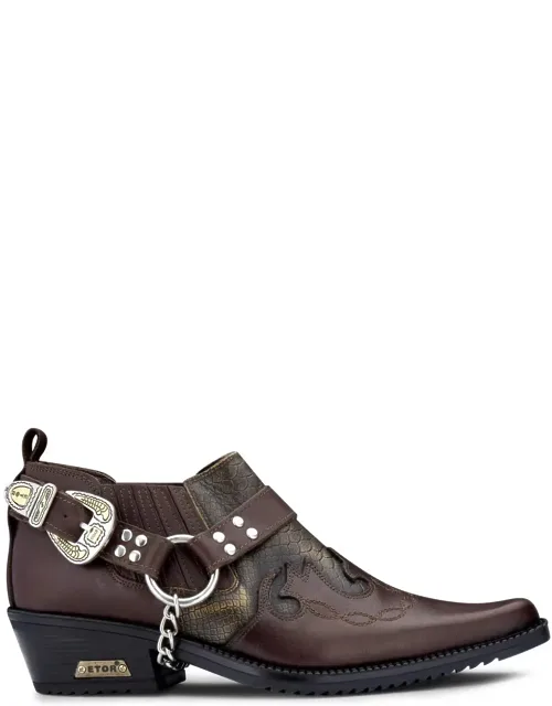 Snake Pattern Leather Winklepicker Shoes