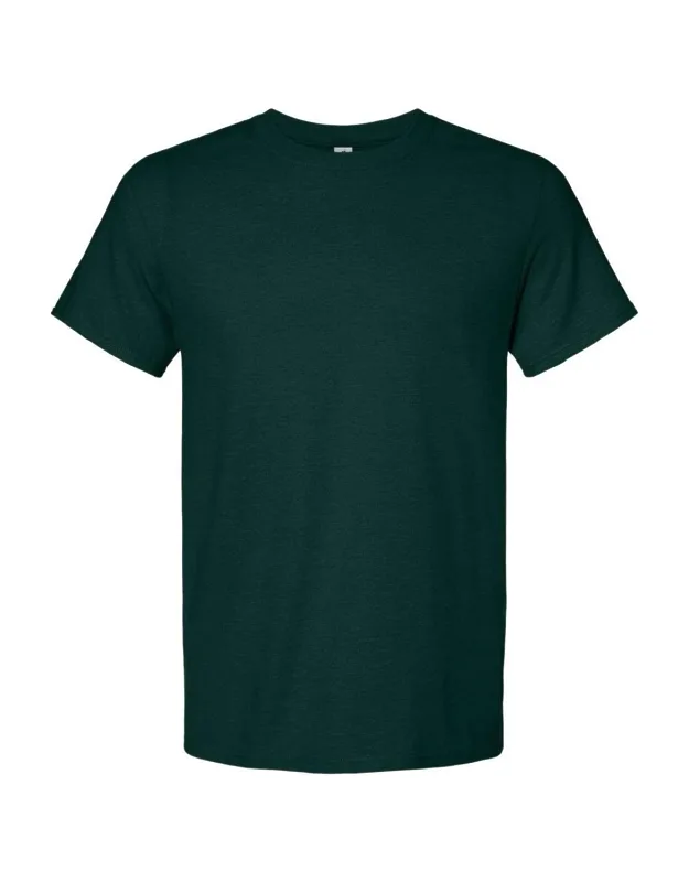 Premium Blend Crewneck T-shirt With Moisture Management And Double-needle Hemmed Sleeves