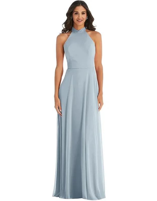 High Neck Halter Backless Maxi Dress