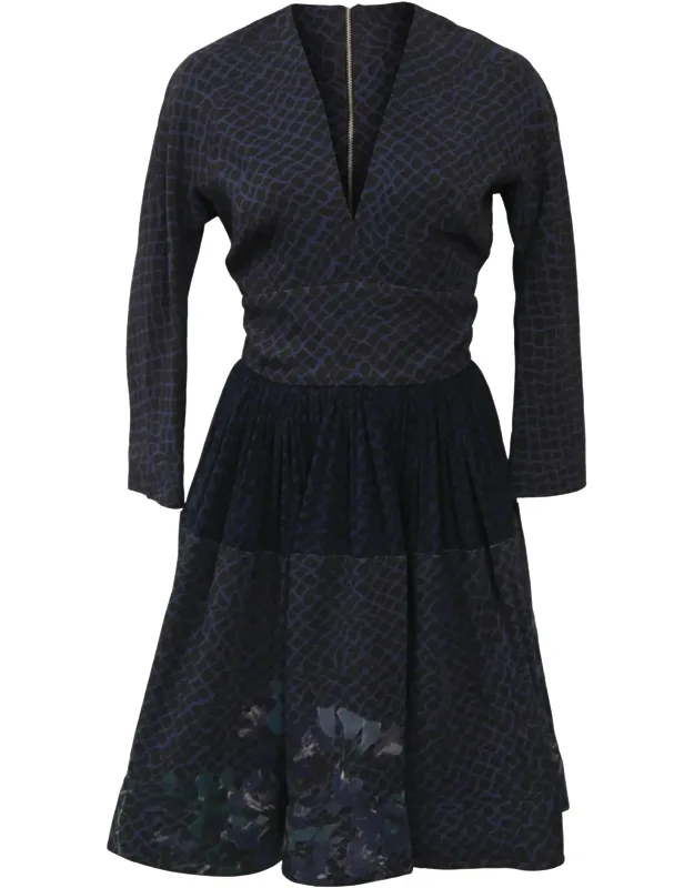 Printed A-line Knee Length Dress