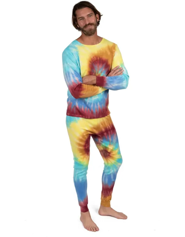 _pajamas Tie Dye Cotton With Ribbed Cuffs And Tagless Labels_