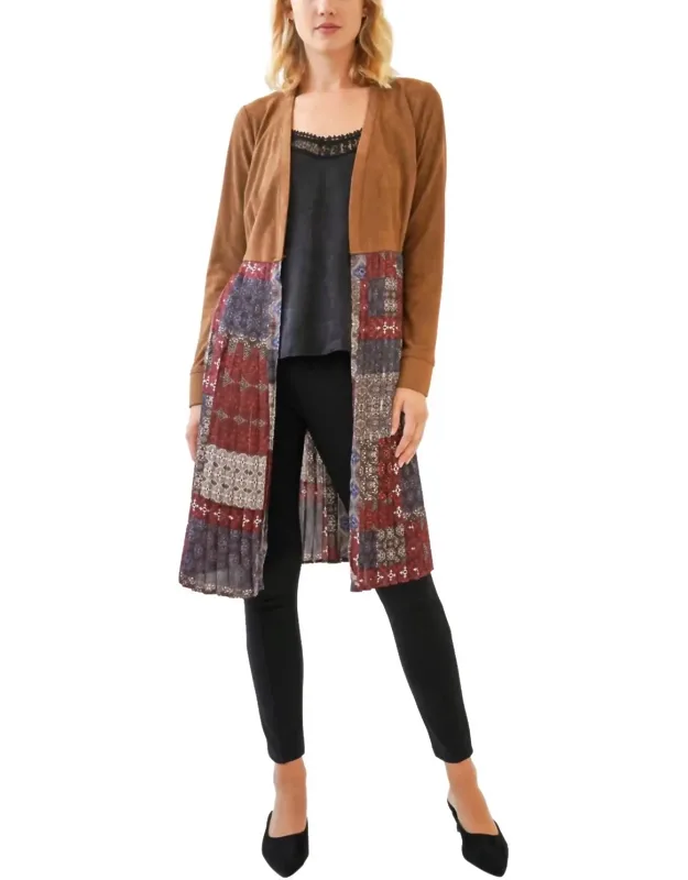 Pleated Long Cardigan