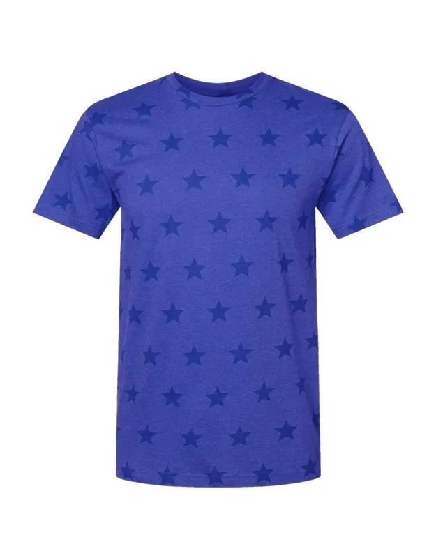 Code Five Star Print Tee - Vintage Fine Jersey, Ribbed Collar