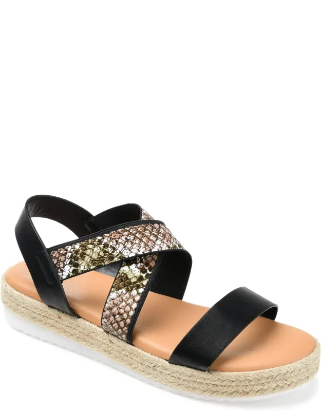 Journee Caroline Espadrille Sandals With Strappy Sandal And Elastic Uppers