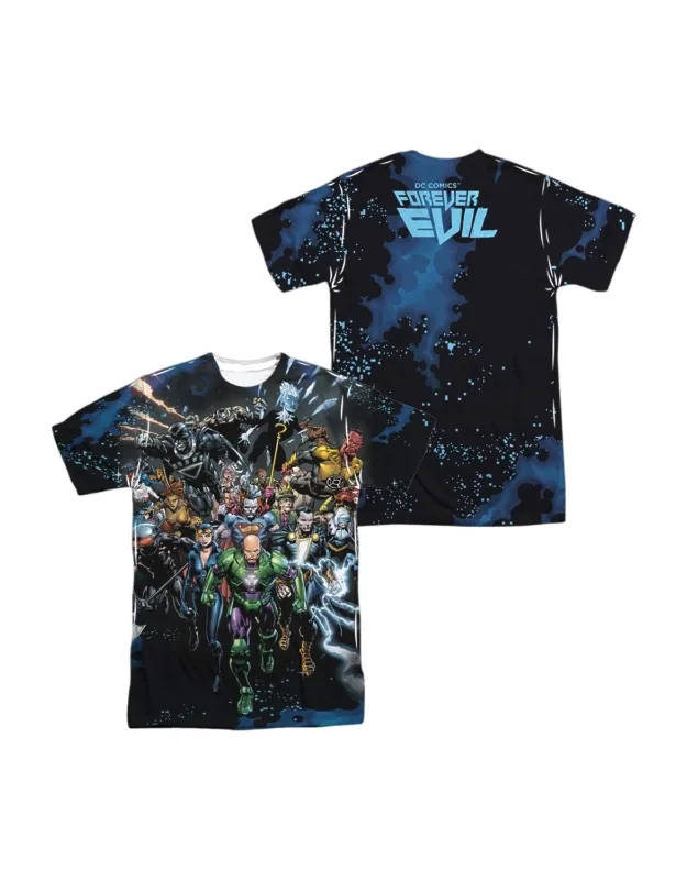 Justice League Of America Forever Evil (front/back Print) Short Sleeve Poly Crew Tee - 100% Officially Licensed, Stylish For Everyday Wear